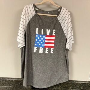 3/$15 ❤️ 2/6  Live free patriotic shirt 3x